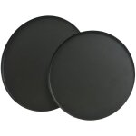 Plateau rond de mtal, 30 - 35 cm, noir mat, set de 2 pices, pour servir et dcorer, plateau dcoratif, ...