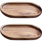 Lot de 2 plateaux en bois massif ? service, th ou salle de bain