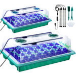 Lot de 2 plateaux de d�marrage avec lumi�re de croissance, kit de d�marrage de graines de 80 cellules ...
