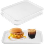 Lot de 2 plateaux de service rectangulaires en plastique blanc antid�rapants - plateau de cuisine, plateau ...