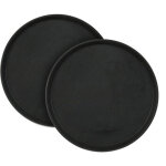 Lot de 2 plateaux de service ronds, diam�tre de 40 cm, surface antid�rapante, restaurant, noir