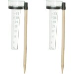 Lot de 2 pluviomtres, avec btonnets, pour jardin, barme 35 mm / m, plastique & bois, nature - transparent ...