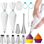 Lot de 2 poches à douille premium Écolo - 7 douilles en inox - poche à douille en coton 40 cm réutilisable ... Lot de 2 poches à douille premium Écolo - 7 douilles en inox - poche à douille en coton 40 cm réutilisable ...