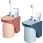 Lot de 2 porte brosse  dents mural, porte - brosse  dents auto - adhsif, porte - gobelets  dents ...