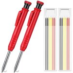 Lot de 2 porte - mines charpentier automatiques solides avec recharges crayon pour le dessin, travail ...