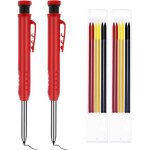 Lot de 2 porte - mines charpentier automatiques solides avec recharges crayon pour le dessin, travail ...