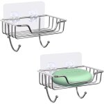 Lot de 2 porte - savon en acier inoxydable 304, porte savon mural - sans per�age - fixation murale - ...