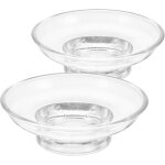 Lot de 2 porte - savons en verre transparent 4, 25 x 4, 25 x 1, 38 cm, pour lavabo, salle de bain, douche, ...