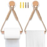Lot de 2 portepapier toilette mural en bois et corde design rustique, sans per�age, id�al pour salle ...