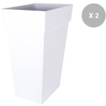 Eda - lot de 2 pots de fleur carré toscane 43 x h. 80 cm - blanc Eda - lot de 2 pots de fleur carré toscane 43 x h. 80 cm - blanc