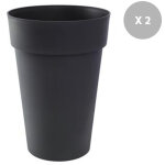 Eda ? lot de 2 pots de fleur rond 46 cm � ? hauteur 65 cm ? r�serve d'eau ? r�sistant au gel et uv ? ...