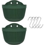 Lot de 2 pots de fleurs suspendus d'ext�rieur en plastique pour balcon, cl�ture, pots de fleurs muraux ...