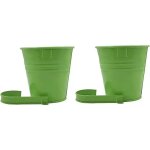 Lot de 2 pots de fleurs suspendus - en métal - pour balcon, clôture, jardin, mur - blanc (vert herbe) ... Lot de 2 pots de fleurs suspendus - en métal - pour balcon, clôture, jardin, mur - blanc (vert herbe) ...