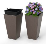 Lot de 2 pots  plantes en forme de cne, jardinires carres 57 cm avec systme d'auto - arrosage seau ...