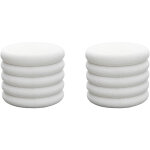 Lot de 2 poufs coffres ronds en tissu bouclette �47cm - blanc - bubble