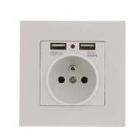 Lot de 2 prises murales, prise electrique murale avec double usb 5v / 2100ma, prise encastrable avec ...