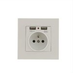 Lot de 2 prises murales, prise electrique murale avec double usb 5v / 2100ma, prise encastrable avec ... Lot de 2 prises murales, prise electrique murale avec double usb 5v / 2100ma, prise encastrable avec ...