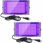 Lot de 2 projecteurs uv led 100w impermables ip65, clairage ultraviolet pour aquarium, soire, peinture ...