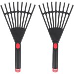 Lot de 2 r�teaux de jardin � main en plastique avec poign�e ergonomique, petit r�teau pour feuilles, ...