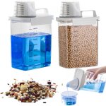 Lot de 2 r�cipients de rangement pour le linge, distributeur de lessive de 1800 ml avec gobelet doseur, ...