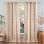 Lot de 2 rideaux ext�rieurs lin transparent 132x244 cm - r�sistants aux intemp�ries, style boh�me pour ...