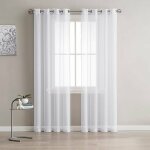 Lot de 2 rideaux à oeillets translucides effet lin blanc 140x215 cm décoration intérieure salon fenêtre ... Lot de 2 rideaux à oeillets translucides effet lin blanc 140x215 cm décoration intérieure salon fenêtre ...