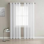 Lot de 2 rideaux  oeillets translucides effet lin blanc 140x215 cm dcoration intrieure salon fentre ...