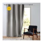 Lot de 2 rideaux tamisant 135 x 260 cm isolant thermique micropolar gris