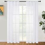 Lot de 2 rideaux en tulle sans tringle - pour salon, chambre - 140 x 260 cm (l x h) - blanc