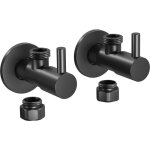 Lot de 2 robinets mural d'angle design en laiton noir, raccord rigide 3 / 8', facile à installer, avec ... Lot de 2 robinets mural d'angle design en laiton noir, raccord rigide 3 / 8', facile à installer, avec ...