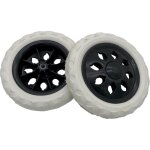 Lot de 2 roues de rechange pour caddie de courses - 1 paire - blanc et noir, centre noir avec bande de ...