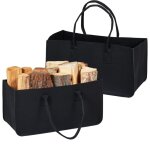 Lot de 2 sacs en feutre noir pour provisions, b�ches de chemin�e, panier � journaux sac de rangement, ...