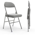 Haloyo - lot de 2 salon de jardin chaises pliantes assise dossier rembourr�s acier synth�tique, 46x41x80. ...