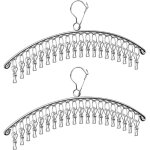 Lot de 2 s�choirs � chaussettes en acier inoxydable avec 40 clips - petit s�choir � linge - coupe - vent ...