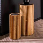 M&s - lot de 2 sellettes rondes 40 et 27 cm en acacia naturel et ardoise