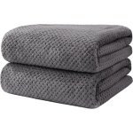Lot de 2 serviettes de bain (170 x 90 cm) en microfibre ultra douce et tr�s absorbante, l�g�res et � ...