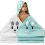 Lot de 2 serviettes b�b� avec capuche 80 x 80 cm - premier equipement b�b� nouveau - n� - serviette capuche ...
