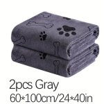 Lot de 2 serviettes pour chiens et chats, en microfibre � s�chage rapide, absorbantes pour le bain des ...