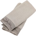 Lot de 2 serviettes invit absorbantes coton 33x50cm feuille beige