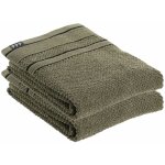 Lot de 2 serviettes de toilette 100% coton bicolore vert kaki et noir 50 x 90 cm tendance Lot de 2 serviettes de toilette 100% coton bicolore vert kaki et noir 50 x 90 cm tendance