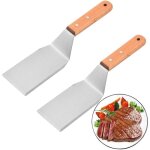 Lot de 2 spatules de barbecue, spatule rectangulaire en acier inoxydable, avec poign�e r�sistante � la ...