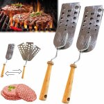 Lot de 2 spatule  retourner les hamburgers creative 3, construction en acier avec manche en bois, spatule ...