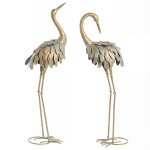 Lot de 2 statues de jardin - sculpture de h�ron - outsunny - 91 / 95cm - pour cour, �tang, terrasse - ...