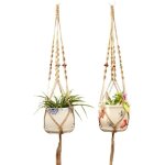 Lot de 2 supports pour plantes en macram� de paille, avec pieds, en corde et en osier, pour pots de fleurs ...