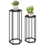 Lot de 2 supports pour plantes - outsunny - hexagonal - int�rieur et ext�rieur - cadre en m�tal - noir ...