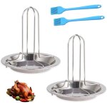 Lot de 2 support � poulet barbecue, acier inoxydable support � poulet avec 2 pinceaux � huile, r�tissoire ...