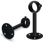 Lot de 2 supports de tringle à rideaux en acier inoxydable noir très résistant, support plafond et mur, ... Lot de 2 supports de tringle à rideaux en acier inoxydable noir très résistant, support plafond et mur, ...