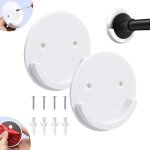 Lot de 2 supports de tringle � rideau de douche universels avec adh�sif sans per�age - support de tringle ...