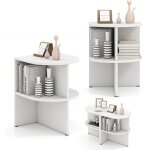 Lot de 2 tables d?appoint demi - ronde, chevet de lit demi - lune � 2 niveaux, �tag�res ouvertes, petite ...