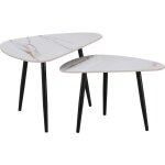 Lot de 2 tables basses gigognes en c�ramique  terra  - 49 x 79 x 56 cm - blanc